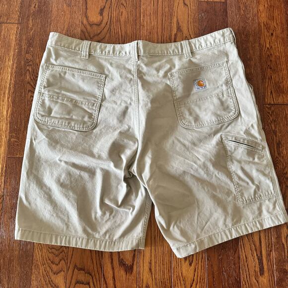 Carhartt Mens 44 Relaxed Fit Flat Front Rugged Flex Canvas Work Short Tan - Picture 4 of 12